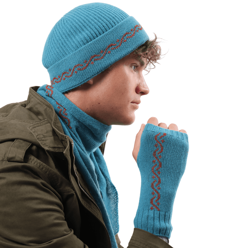 TEAL CASHMERE MITTENS | WAVES