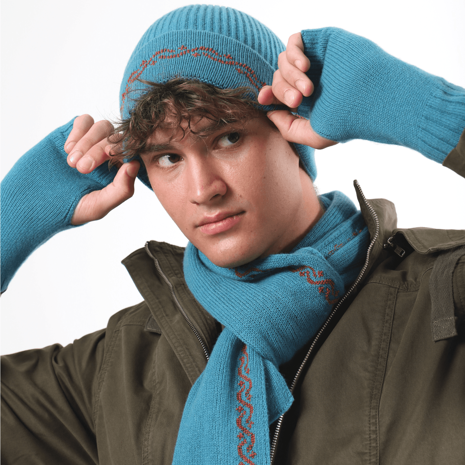 TEAL CASHMERE SCARF | WAVES
