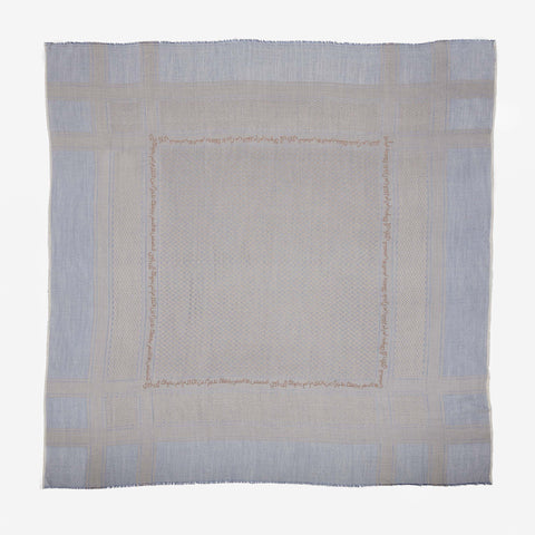 BLUE MERINO WOOL & SILK IBN BATTUTA KEFFIYEH