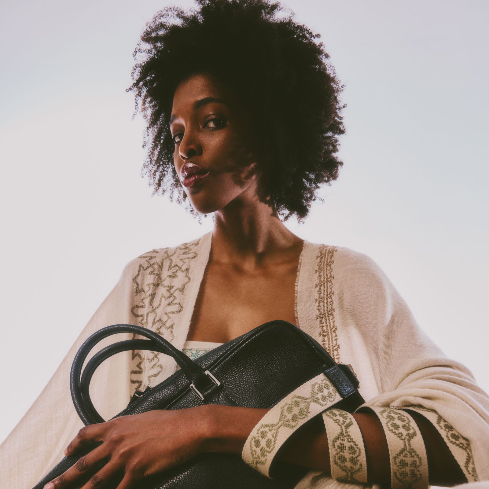 BEIGE CASHMERE & SILK SHAWL HAZEL IBRAHIM