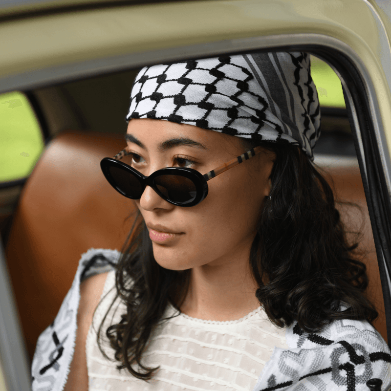 MINI BLACK & WHITE FLAME COTTON KEFFIYEH