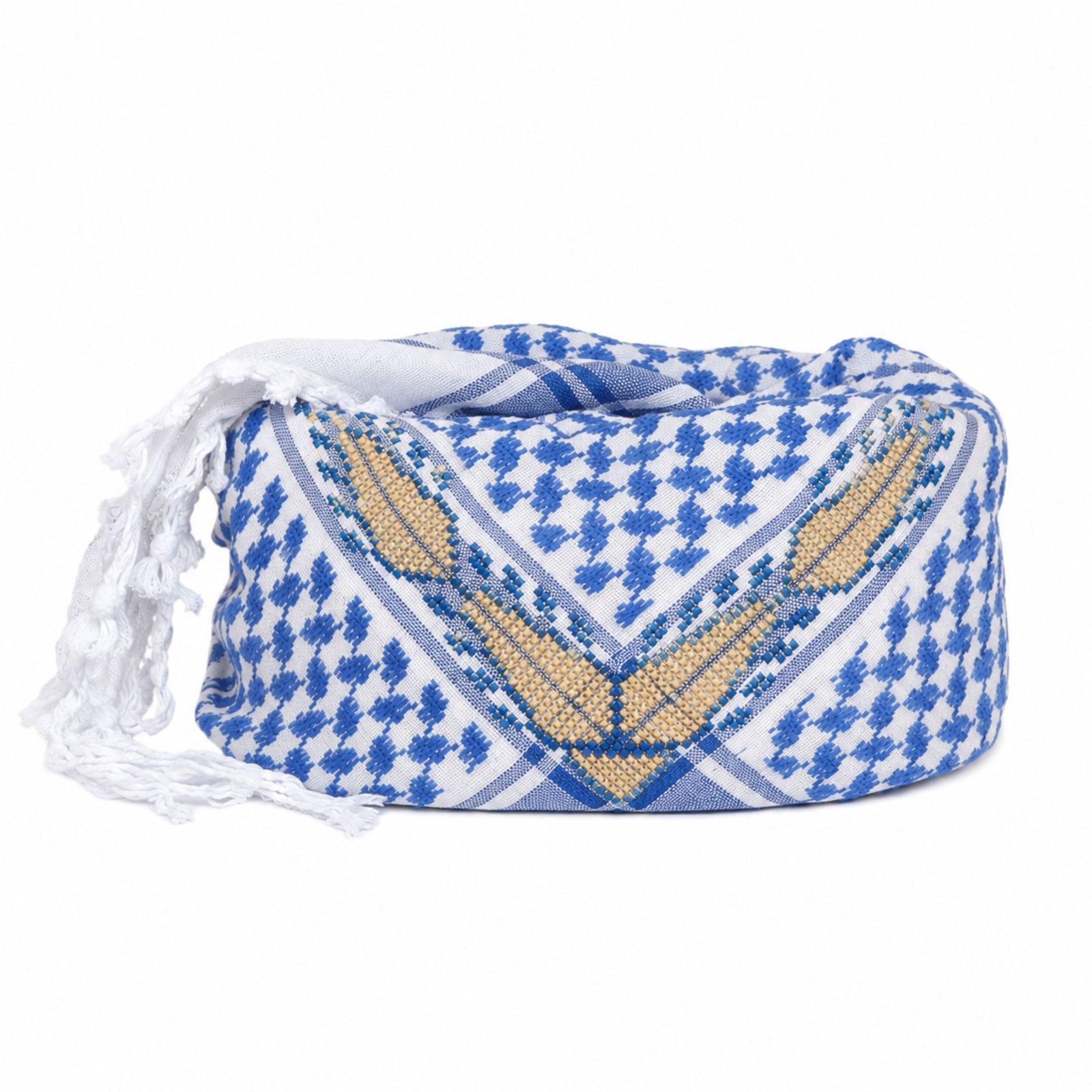 MAY BLUE & WHITE FLAME COTTON KEFFIYEH