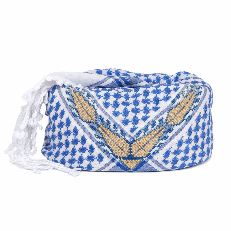 MAY BLUE & WHITE FLAME COTTON KEFFIYEH