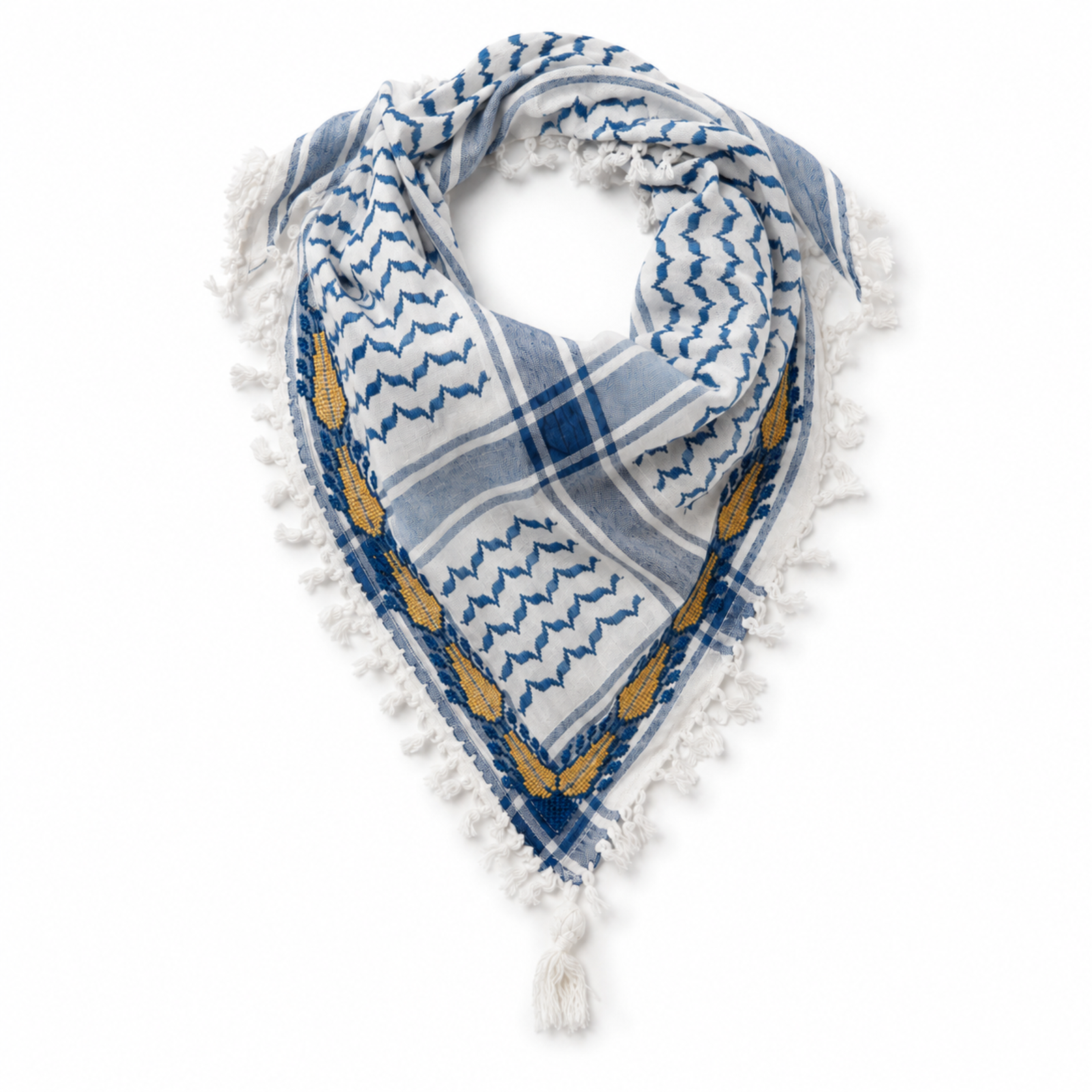 MINI BLUE & WHITE FLAME COTTON KEFFIYEH