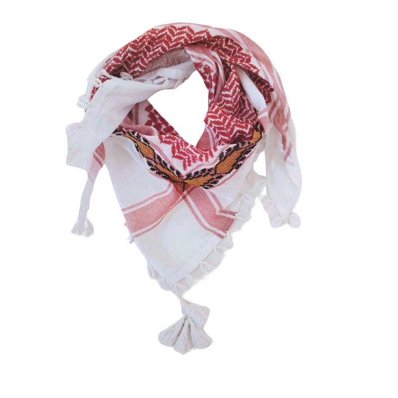 MINI RED & WHITE FLAME COTTON KEFFIYEH