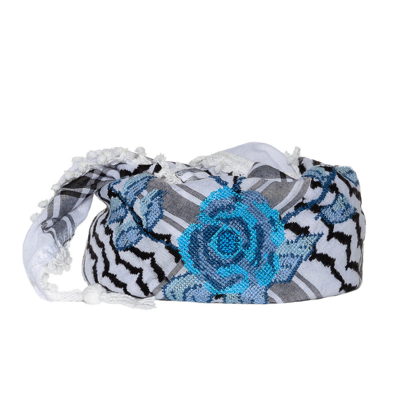 BLACK & WHITE ROSE KEFFIYEH