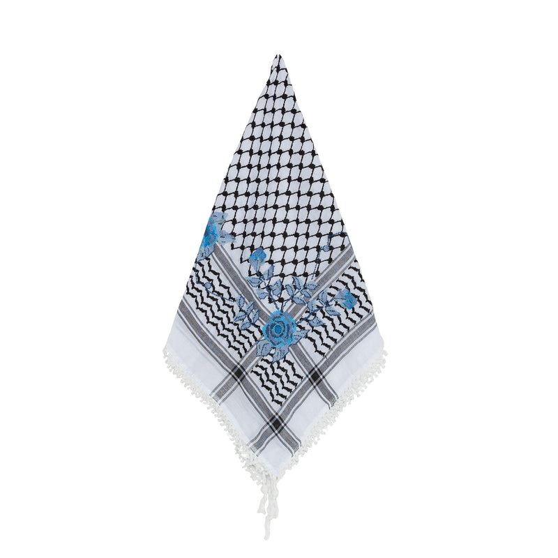 BLACK & WHITE ROSE KEFFIYEH