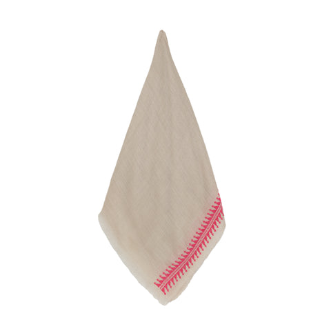 BEIGE CASHMERE & SILK SHAWL BURGUNDY IBRAHIM