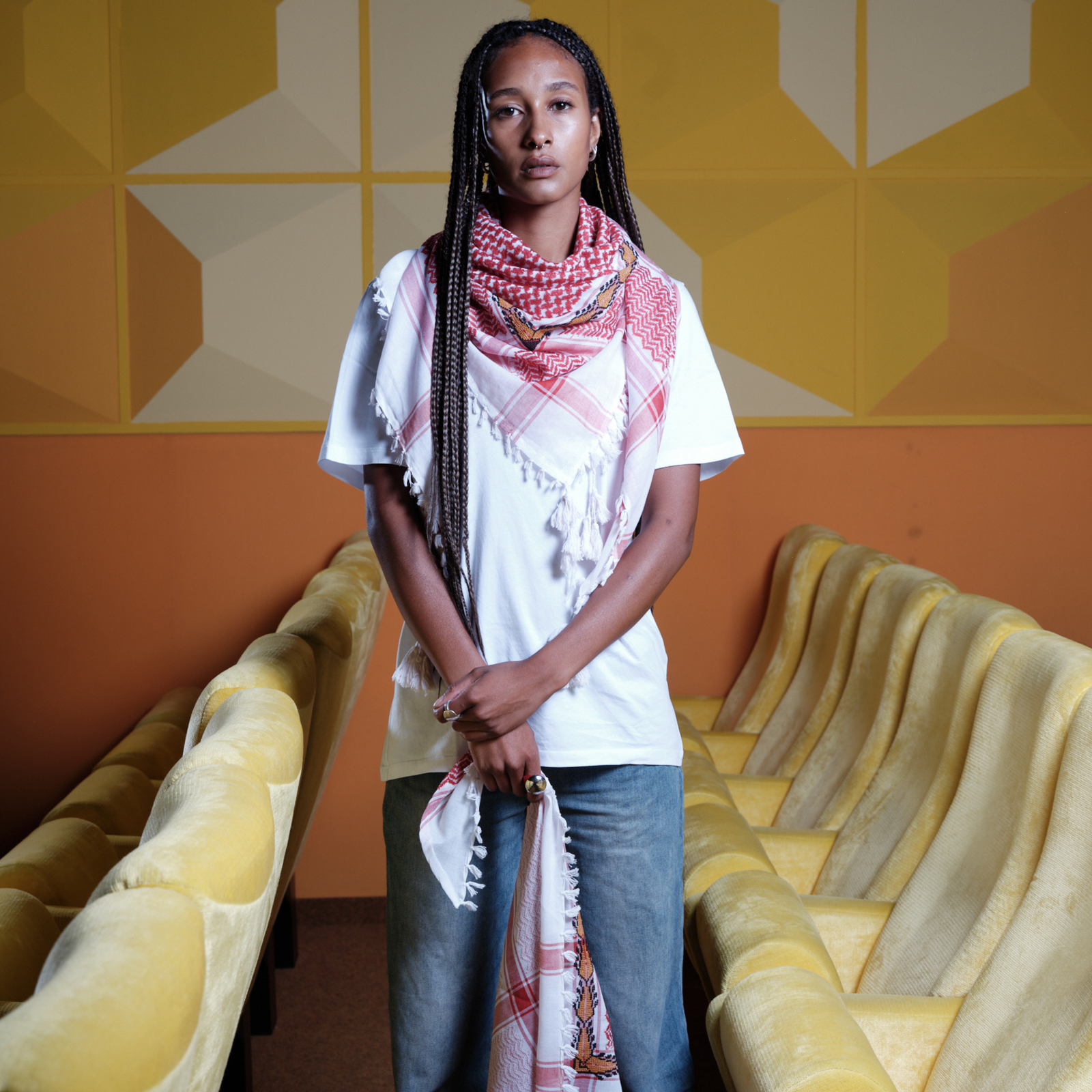 MAY RED & WHITE COTTON FLAME KEFFIYEH