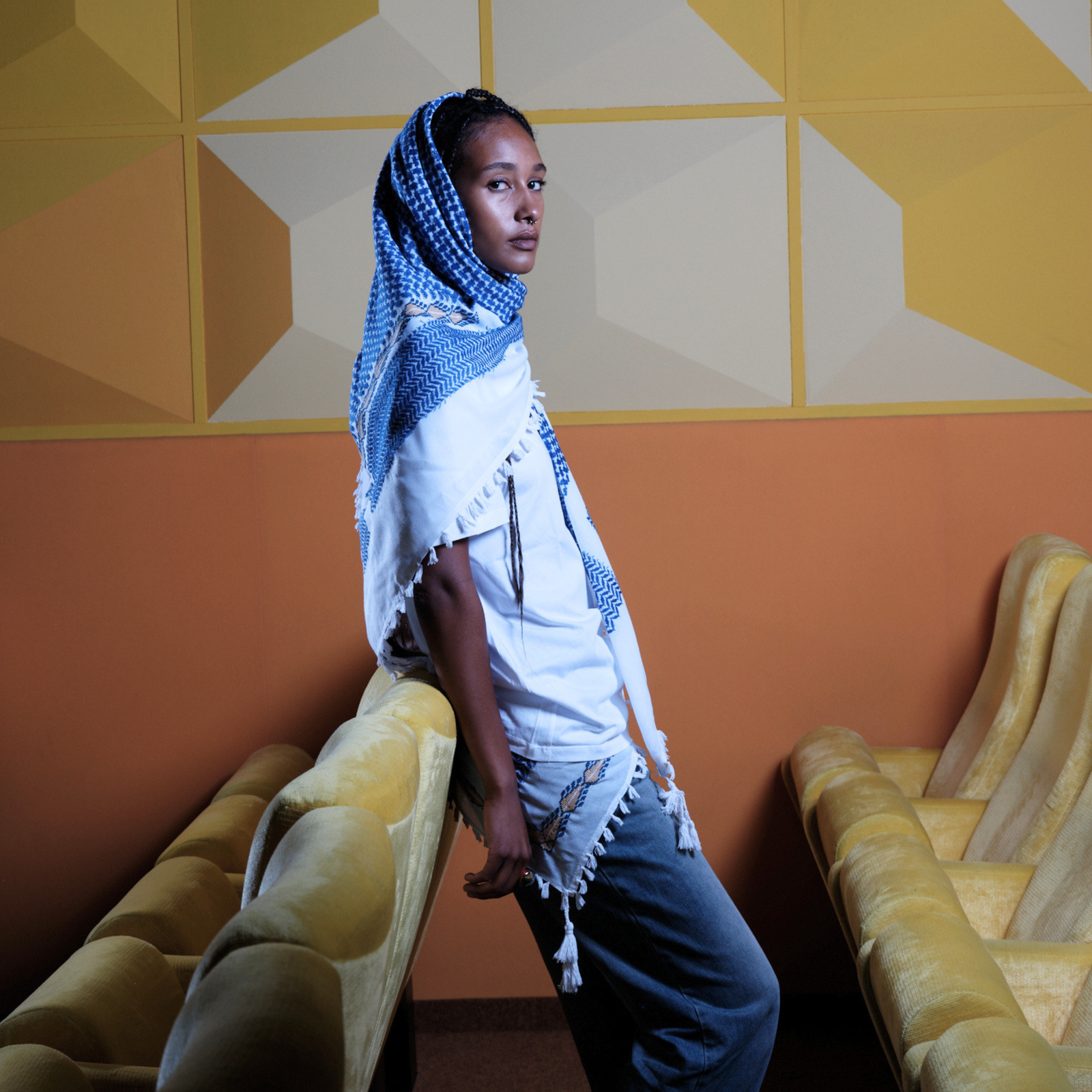 MINI BLUE & WHITE FLAME COTTON KEFFIYEH