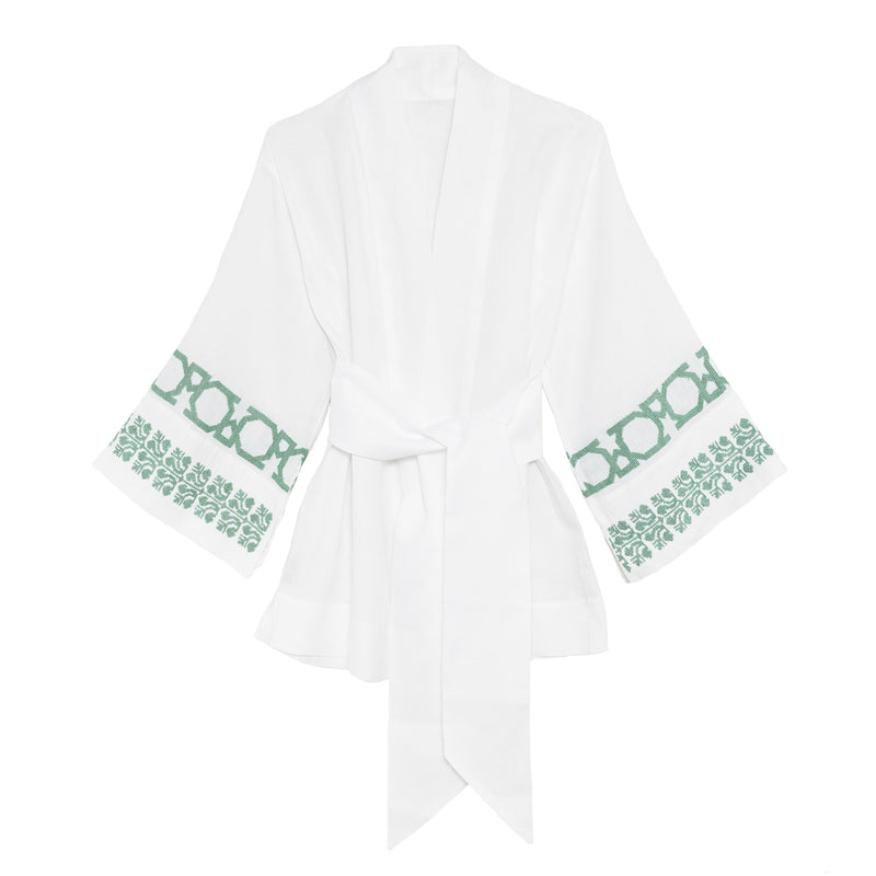 WHITE SHORT LINEN ROBE | SINEAD & AL QUDS
