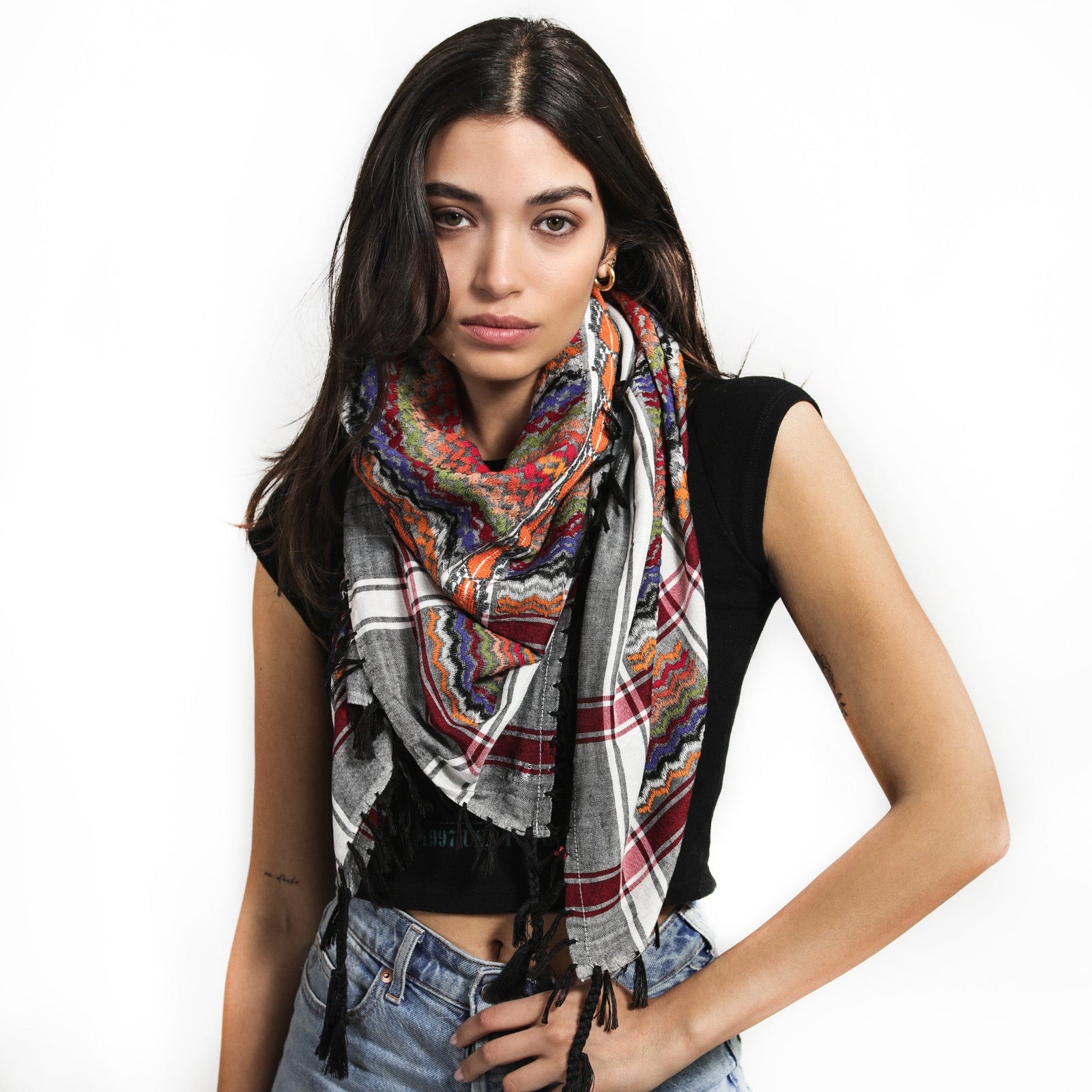 *OLD* Multicolor Cotton Black Keffiyeh