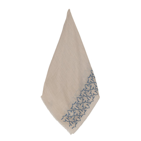 BLUE CASHMERE & SILK SHAWL BURGUNDY IBRAHIM