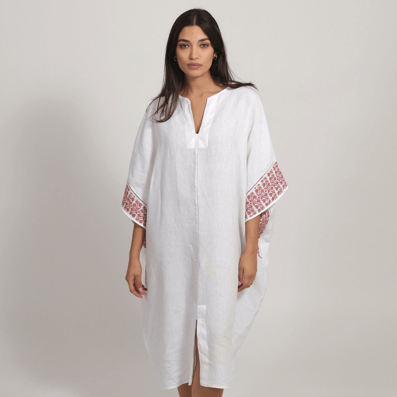 CATALINA LINEN LONG DRESS ANTIQUE PINK SINEAD