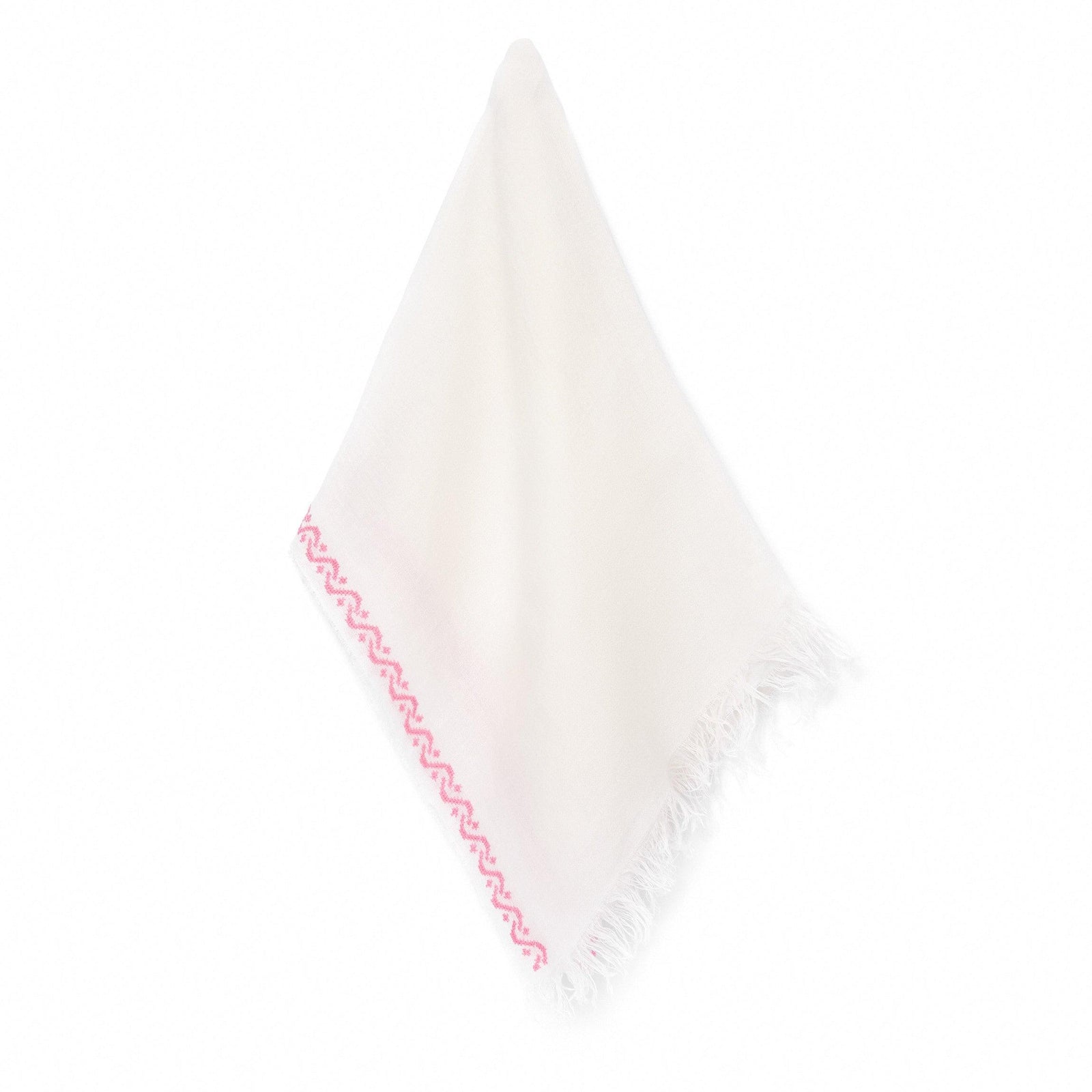 WHITE LINEN SHAWL BABY PINK WAVES