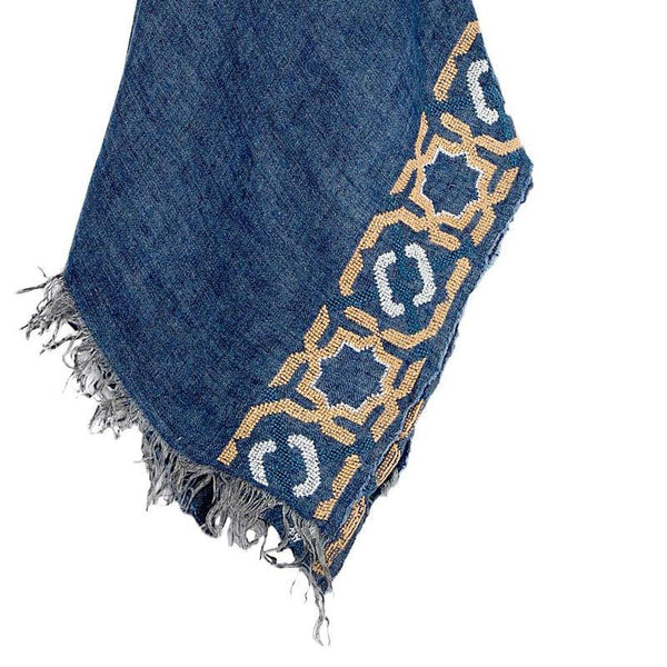 BLUE LINEN SHAWL AUTUMN YELLOW HALF-ALHAMBRA – SEP Textiles UG
