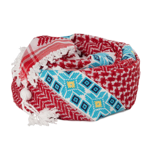 MAY BLUE & WHITE FLAME COTTON KEFFIYEH